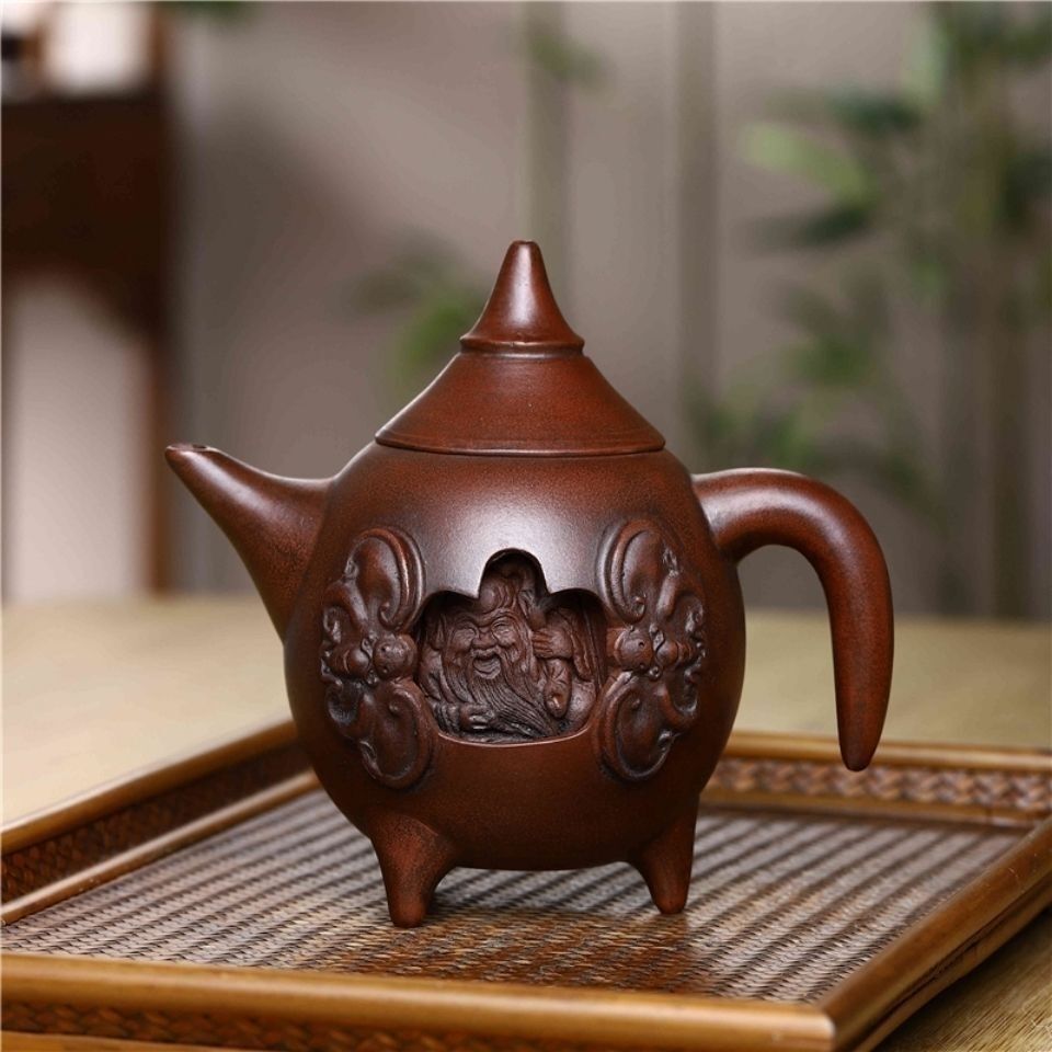 Chinese Vintage Purple Clay Pot Tea Pot Wine Pot Red Clay Birthday Star Pot