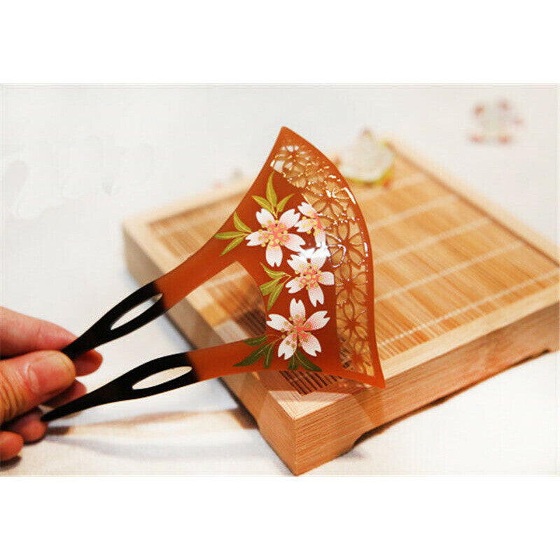 Acrylic Sakura Hollow out Hairpin Comb Kanzashi Japanese for Kimono Geisha Gift
