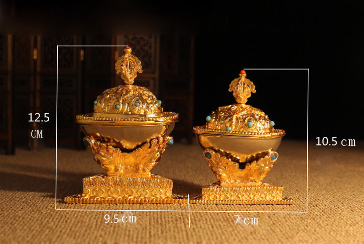 6.5X10CM TIBETAN New TANRA BUDDHISM ALTAR BLESSED GOLD GILT Gabbra KAPALA