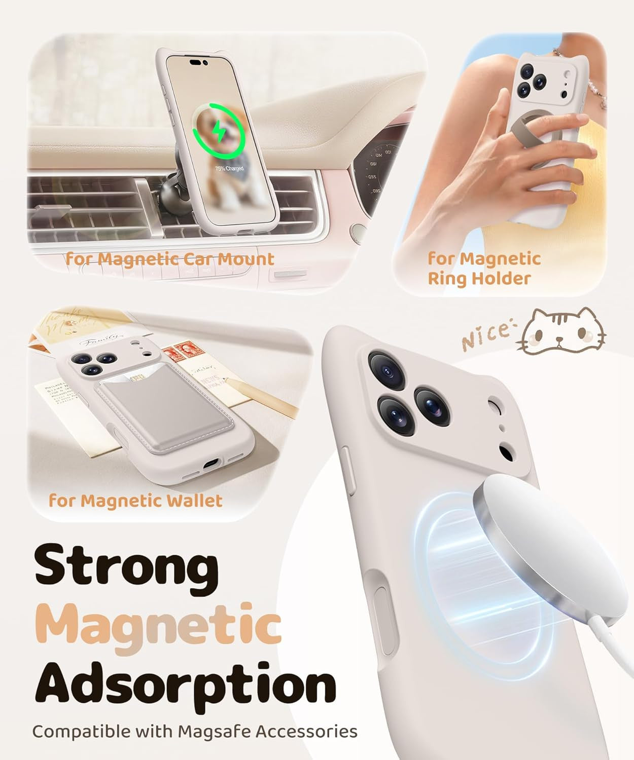 Magnetic for Iphone 17 Pro Max Case, [Compatible with Magsafe] [Full Camera Prot