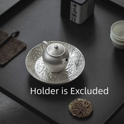 Pure Silver Tea Pot Ball Shaped Infuser Holes Sterling Silver Ceramic Pot 3.4oz