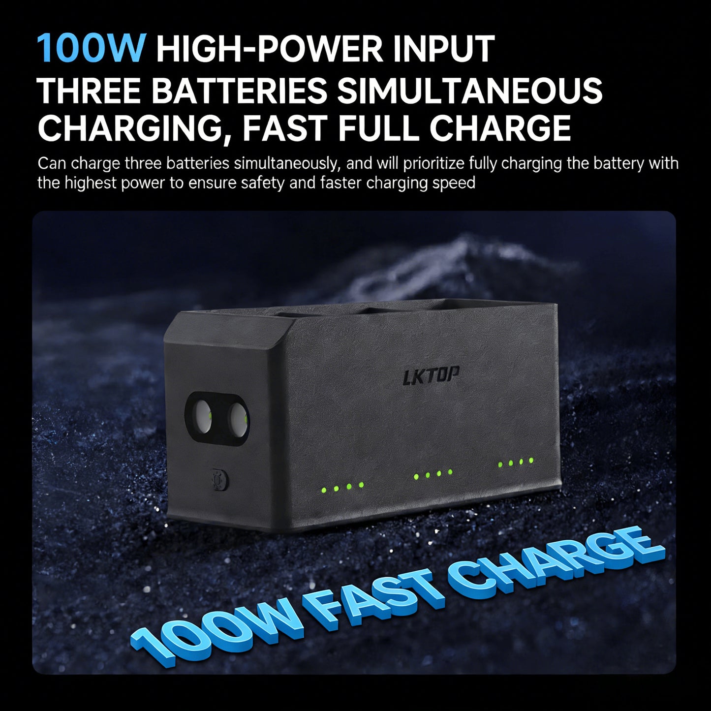 LKTOP 100W Mini 5 Pro Charging Hub – 3-Battery Fast Charge for DJI Mini Series