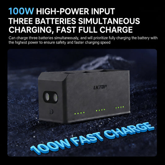 LKTOP 100W Mini 5 Pro Charging Hub – 3-Battery Fast Charge for DJI Mini Series