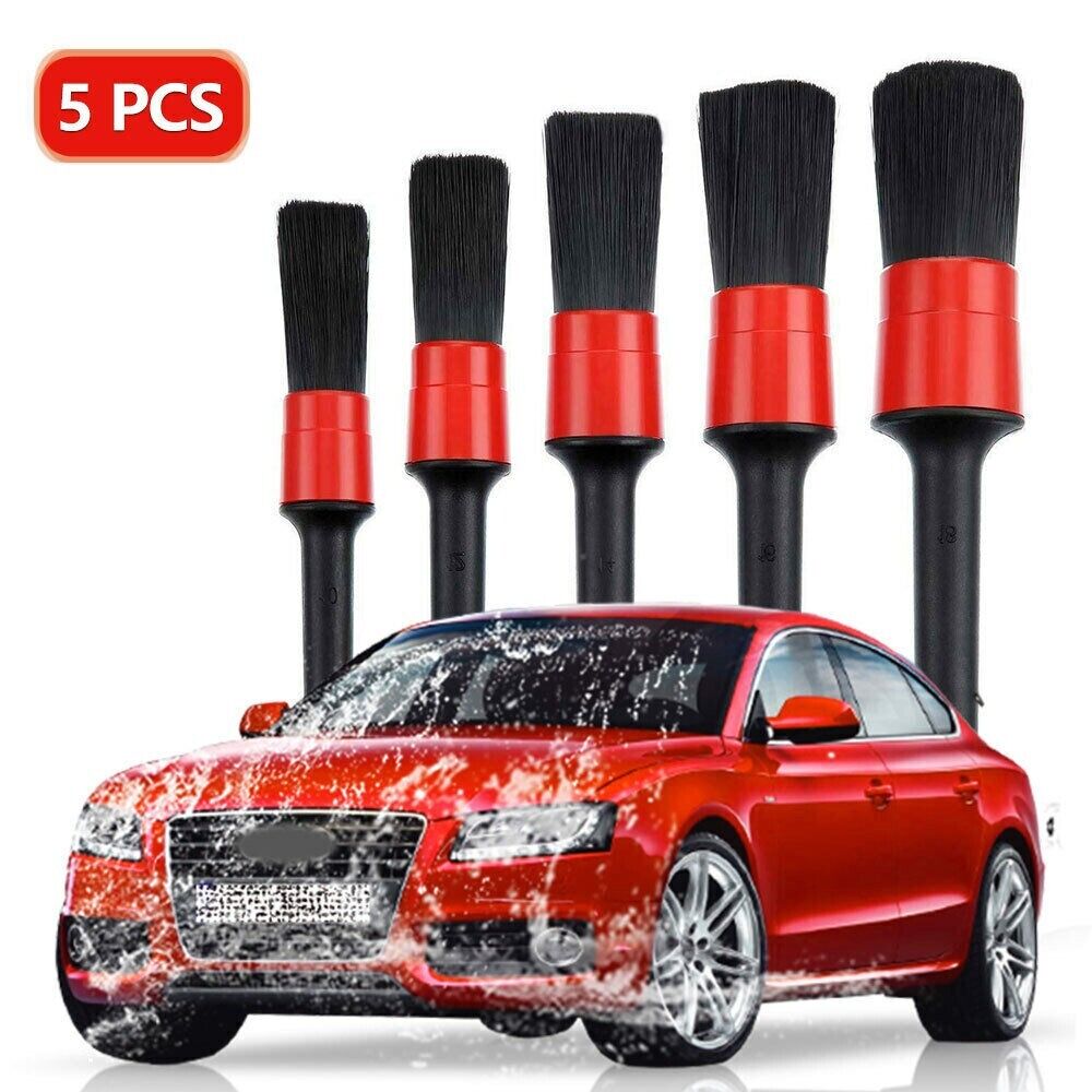 5Pcs Car Detail Brush Wash Auto Detailing Cleaning Kit Engine Wheel Brushes Set