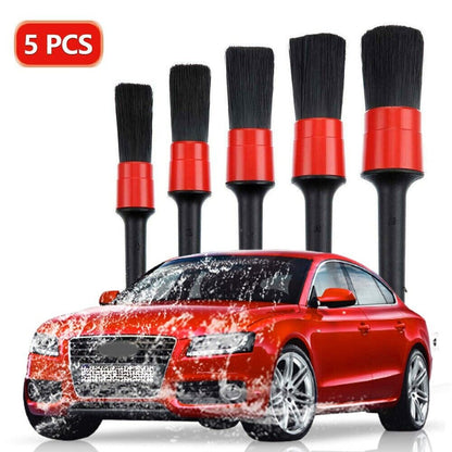 5Pcs Car Detail Brush Wash Auto Detailing Cleaning Kit Engine Wheel Brushes Set