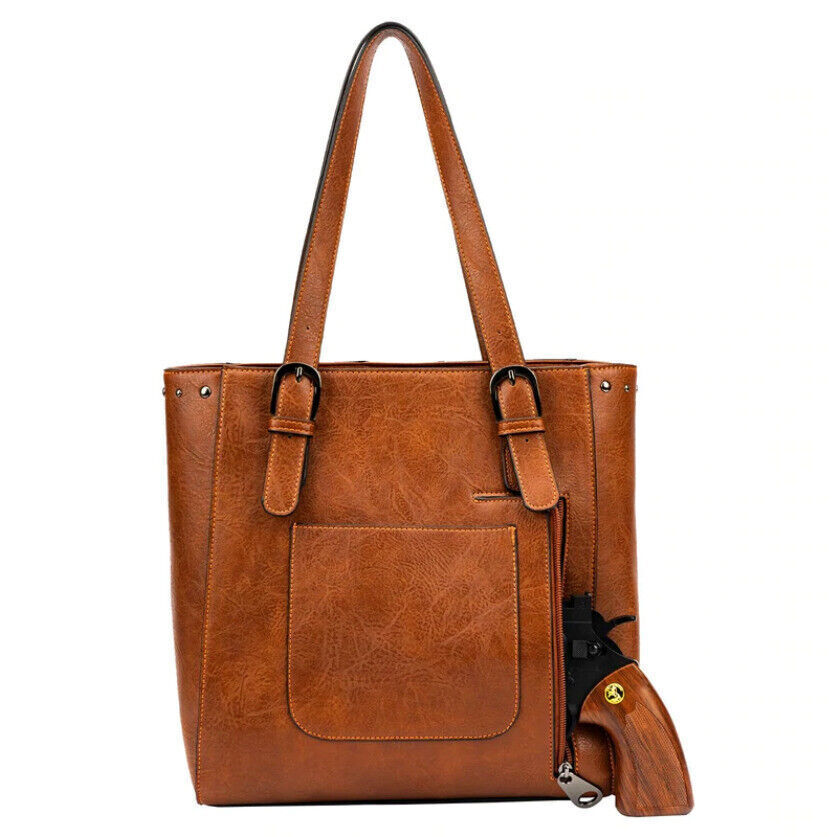 Celela Concealed Carry Studs Stitch Concho Women Tote Handbag Shoulder Bag Purse