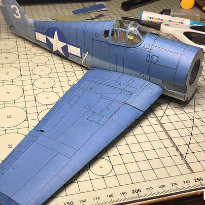 DIY 1:32 Grumman F6F-3 Hellcat Fighter Paper Model Military Plane Model DIY