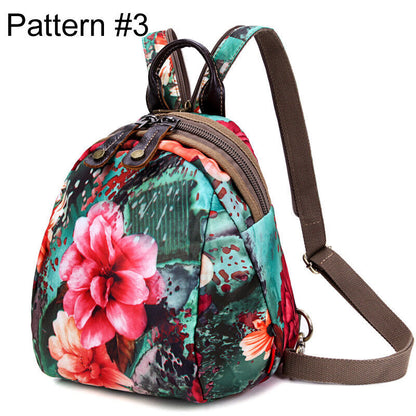 Convertible Floral Nylon Small Backpack Rucksack Sling Bag Chest Pack Purse
