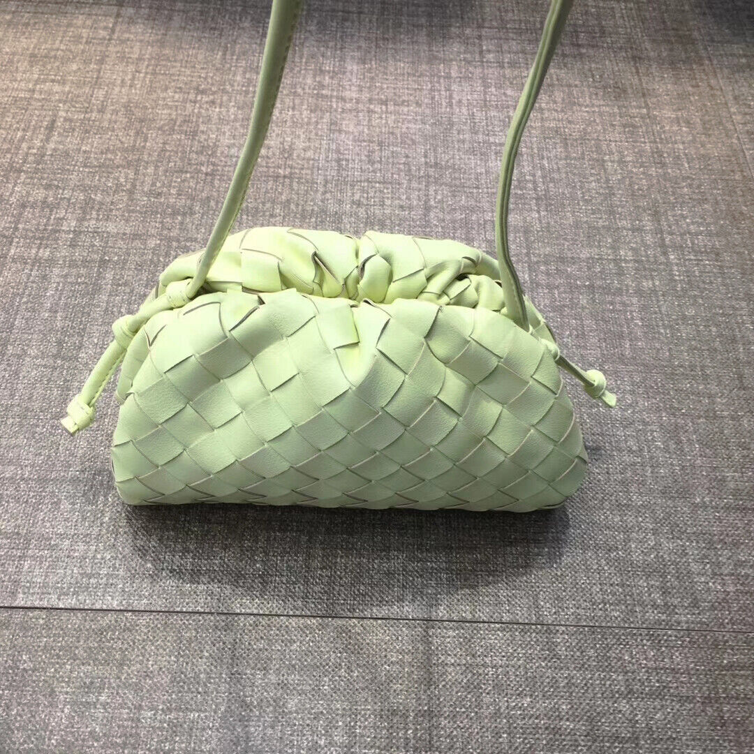 Woven Ruched Microfiber Leather Mini Pouch Clutch Bag Crossbody Shoulder Purse