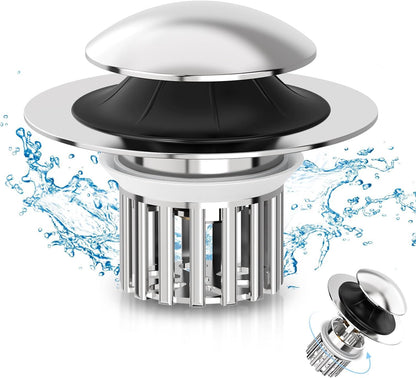 Universal 3 in 1 Bathroom Sink Drain Strainer,Pop up Bathroom Sink Stopper with