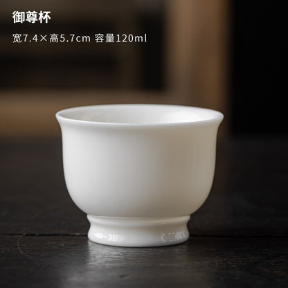 Mutton-fat Jade Porcelain Single Cup Tea Tasting Cup White Porcelain Tea Set