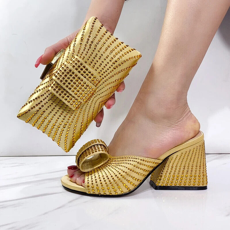Shoe Bag Classic Style African Women's Round Toe High Heels For Wedding Party