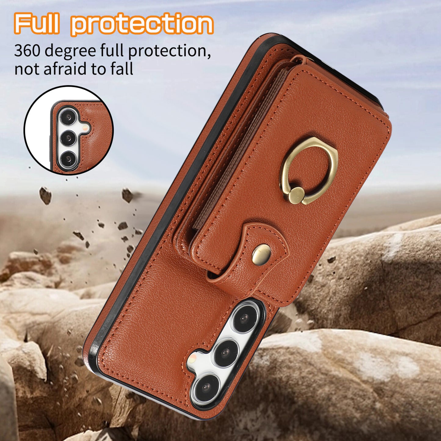 For Samsung Galaxy A26 5G A36 A56 Case Wallet with Card Holder 360°Rotation Ring