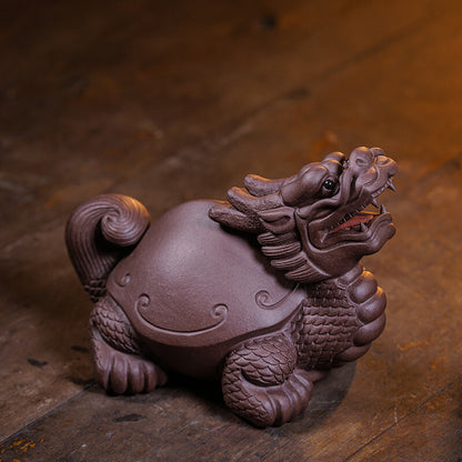 Boutique Tea Pet Zisha Purple Grit Tea Play Dragon Turtle Statue Mascot In China