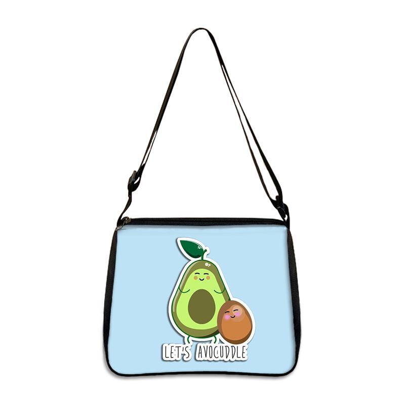 Cute Avocado Lemon Print Shoulder Bags Handbag Clutch Lipstick Purse Storage Bag