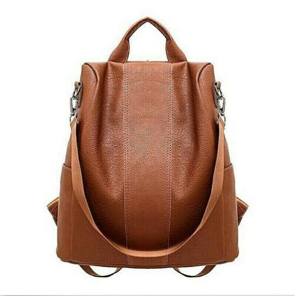 Women's Leather Backpack Large Capacity School Bag Teenager Anti Theft Backpack