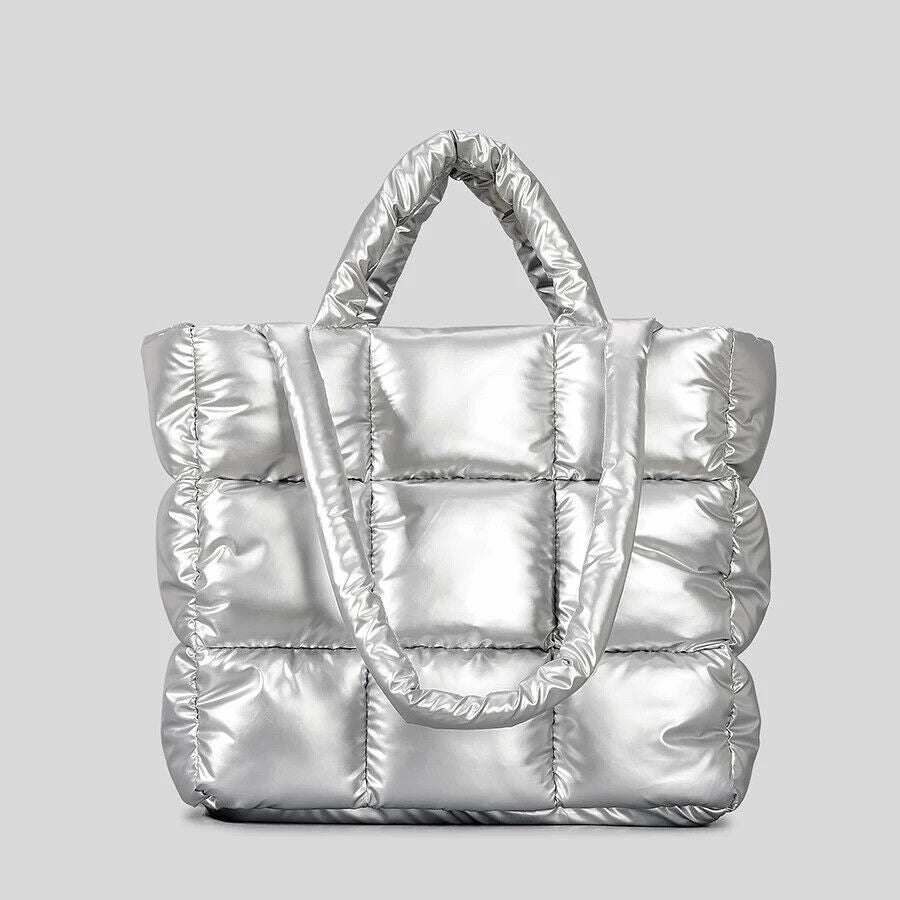 Padded Tote Bag Women Handbags Nylon Down Shoulder Bags Warm Winter Purse