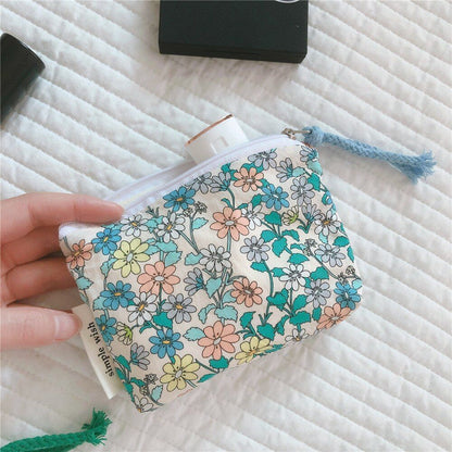 Small Cosmetic Make Up Bag Cotton Floral Organizer Bags Lipstick Purse Coin 1 PC
