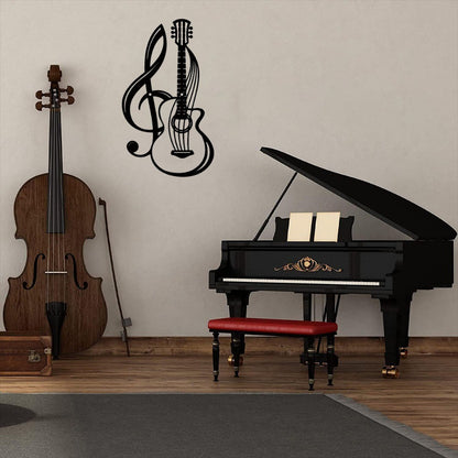 CIFbuy Black Metal Guitar Wall Art Iron Sculpture Home Decor Music Gift