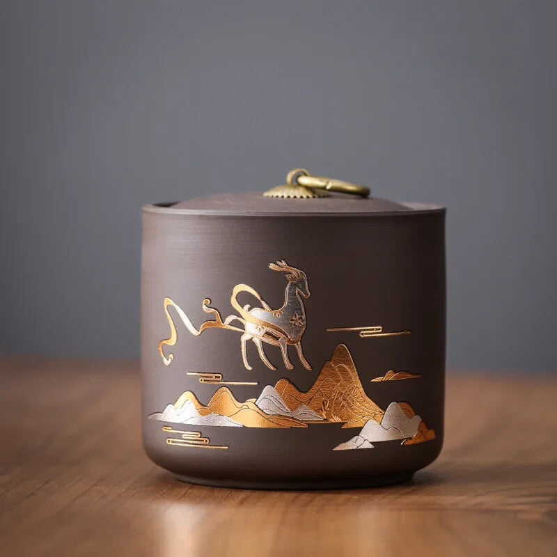 Chinese Ceramic Storage Jar, Purple Clay, Tea Jar, Home Candy Nut Sealed Box