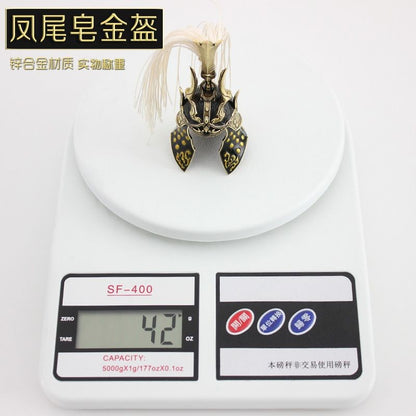 General Helmet Metal Model Ornament 8cm Phoenix Tail Soap Gold Helmet Decor