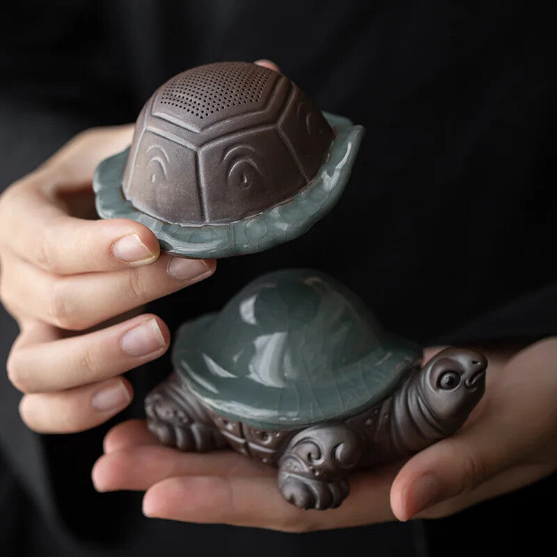 Little Turtle Tea Set Filter Figurine - Handmade Sculpture Kung Fu Tea Set