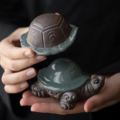 Little Turtle Tea Set Filter Figurine - Handmade Sculpture Kung Fu Tea Set