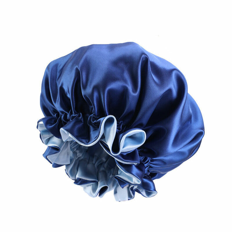 Silk Night Sleep Cap Hair Bonnet Hat Satin Wide Band Large Jumbo Head Cover Size