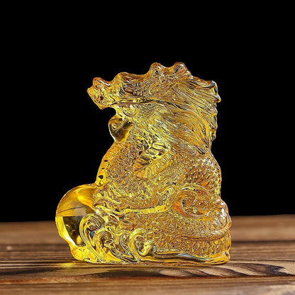 Chinese Zodiac Dragon Figurines Crystal Glass Miniatures Lucky Craft Decorations