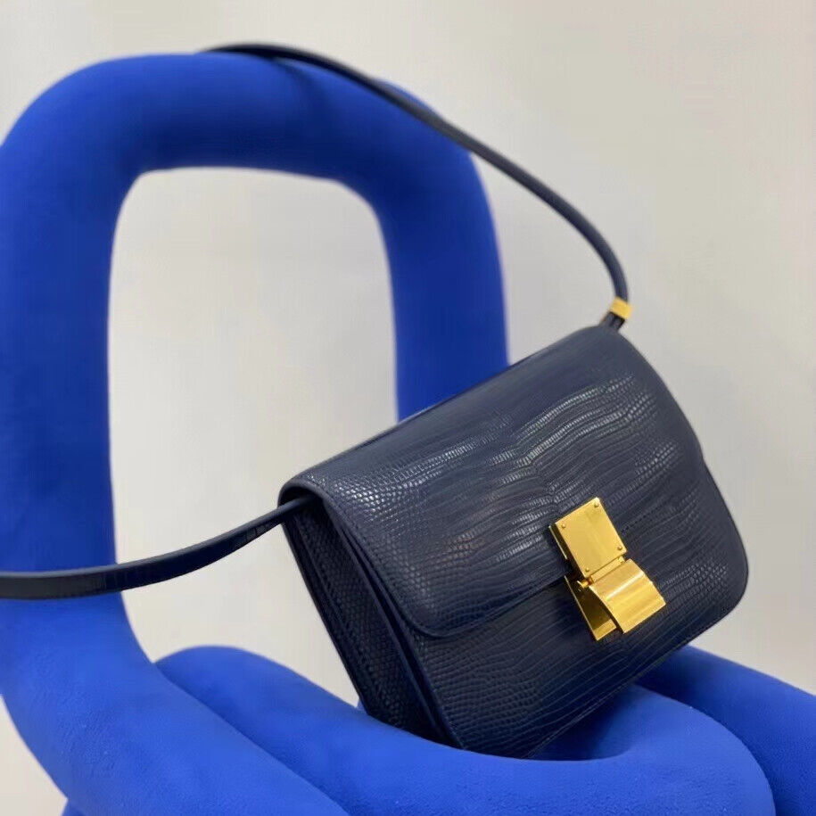 Lizard Effect Real Leather Flap Box bag Shoulder bag Purse Crossbody Square bag