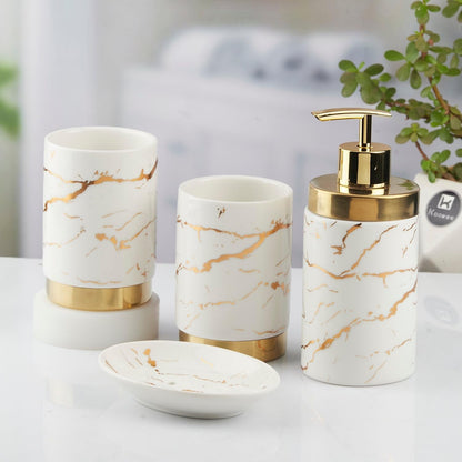 Ceramic Bathroom Accessories Set for Utility & Bathroom Decor Set Of 4