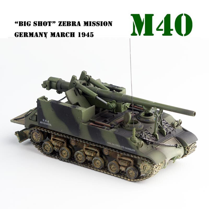 1/72 PMA US Longfoot Tom M40 Self-propelled Gun Operation Tank Zebra 1945 Model