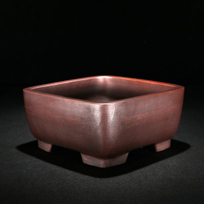 6 Yixing Zisha Classical Handmade Delicate Refine Square Potted Bonsai Plant Pot