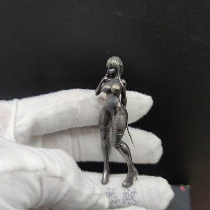 2.3"Pure Copper To Do The Old Black Beauty Girl Hand Pendant Keychain Decor