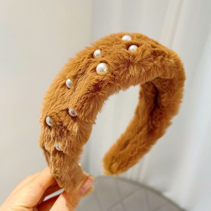 Women Headband Luxurious Faux Fur Crystal Hairband Casual Adult Hair Accessories