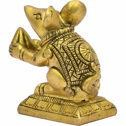 Brass Lord Ganesha Vaahana Vehicle Mouse Idol Statue Sculpture Figurine Decor