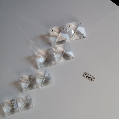 50pcs 14-24mm 4Holes Square Clear Crystal Beads Glass Prism Chandelier Lamp Part
