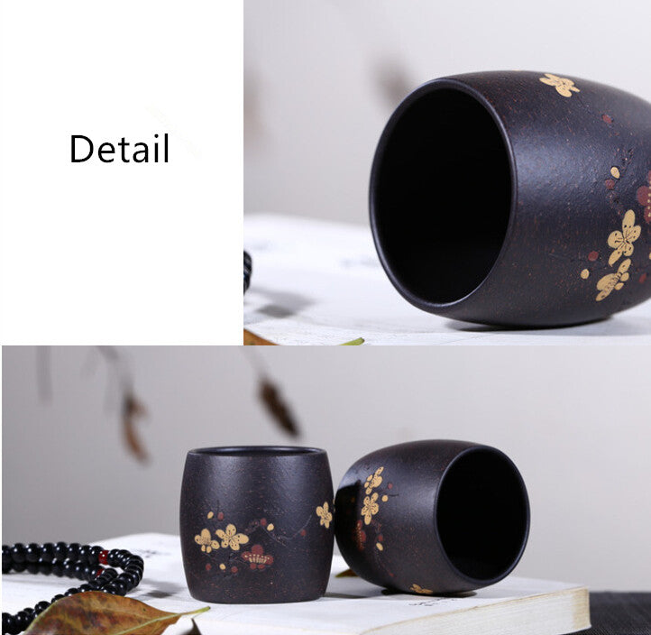One Tea Cup Marked Floral Carved Handmade Authentic Yixing Zisha Kungfu Cup Tea