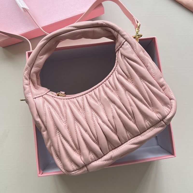 Genuine Leather Light Crescent Underarm Versatile Half Moon Shoulder Handbag 1PC