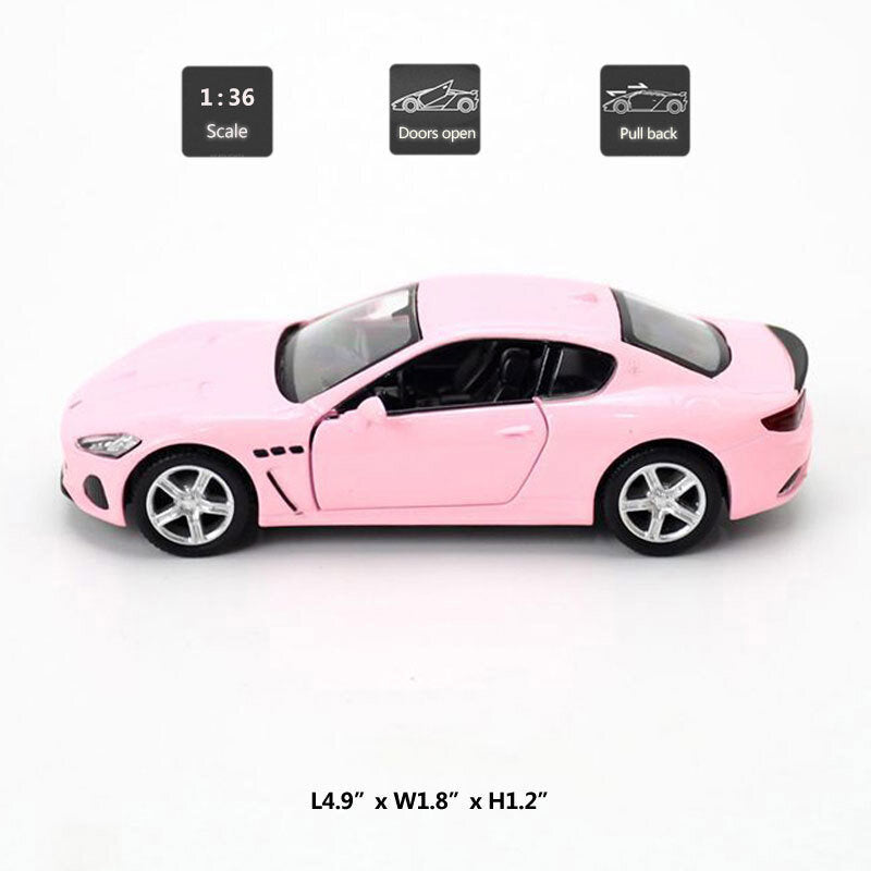 1:36 Maserati GranTurismo MC Model Car Diecast Toy Cars Door Open Kids Gift Pink