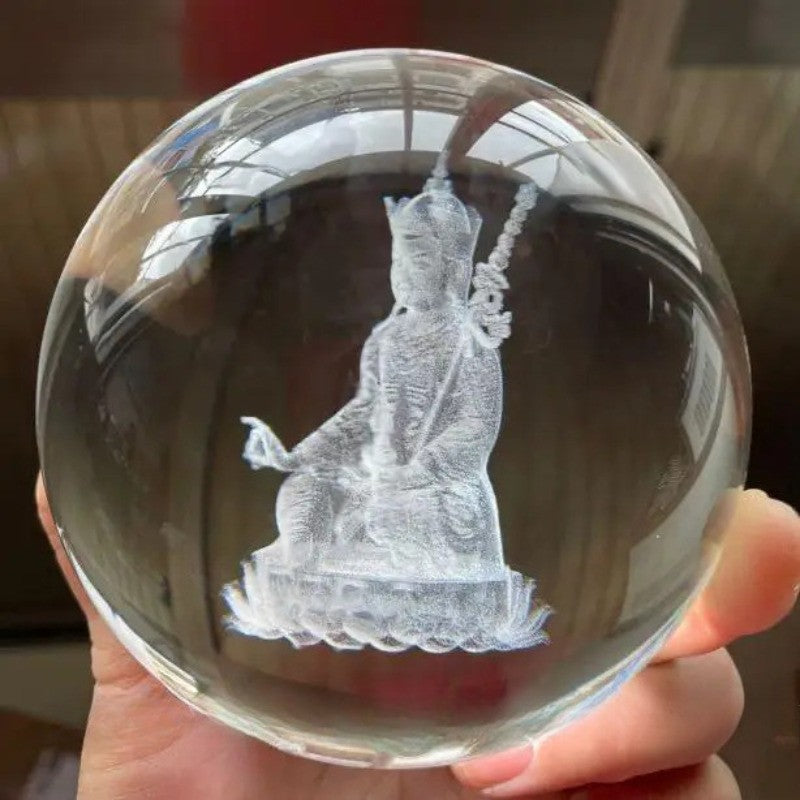 80mm Exquisitely Tibetan Buddhism Holy Crystal Ball Buddha Statue Decoration