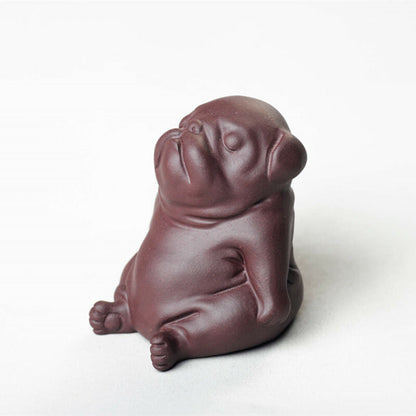 Chinese Yixing Zisha Pottery Lovable Animal Shar Pei Tea Pet Statues