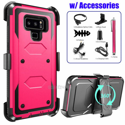 For Samsung Galaxy Note 9 Heavy Duty Clip Holder Case Cover, w/ Accessories