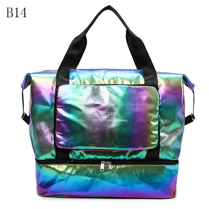 Pearlescent Folding Travel Shoulder Bag Waterproof Handbag Dry Wet Separation