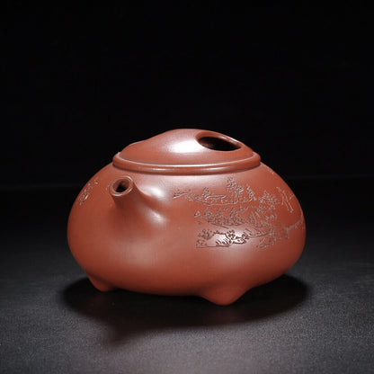 Chinese Yixing Zisha Clay Handmade Exquisite Teapot （牛盖石瓢 底款：吴群祥）