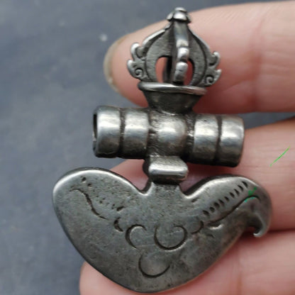 Vintage Tibetan Brass Vajra Axe Pendant Antique Buddhist Collectible