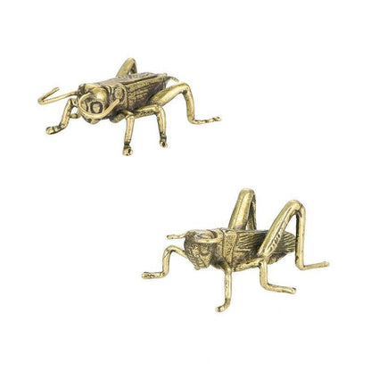 2pcs Brass Cricket Figurine Statue Insect Animal Figurines Toys House Decoration