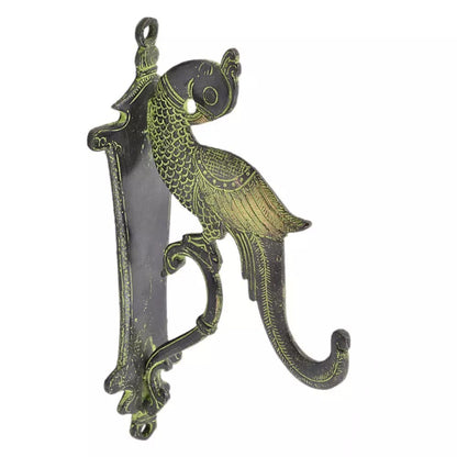 Set of 2 Antique Look Green Patina Brass Indian Peacock Door Handles