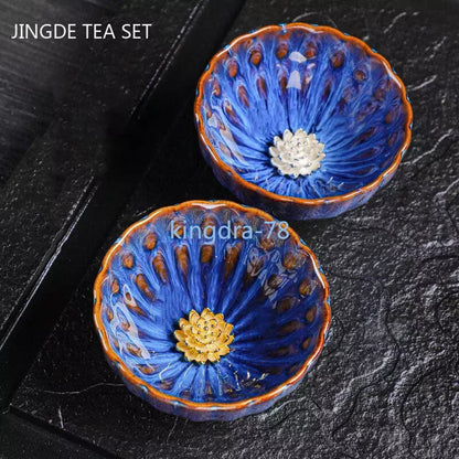 100ml 1 Pair Tradition Kiln Transformation Ceramic Teacup Master Cup Tea Set