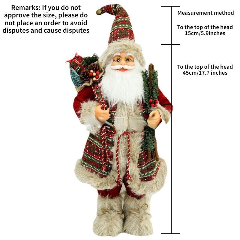 Christmas Ornaments 30-45cm Large Santa Claus Dolls Standing Figurine Home Decor